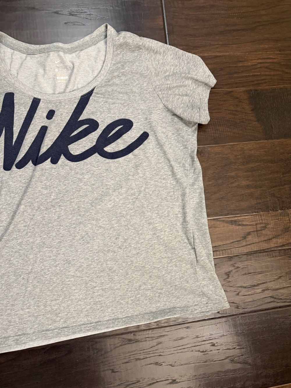 Nike Light Gray Scoop Neck Tee with Navy Script - Picture 5 of 12